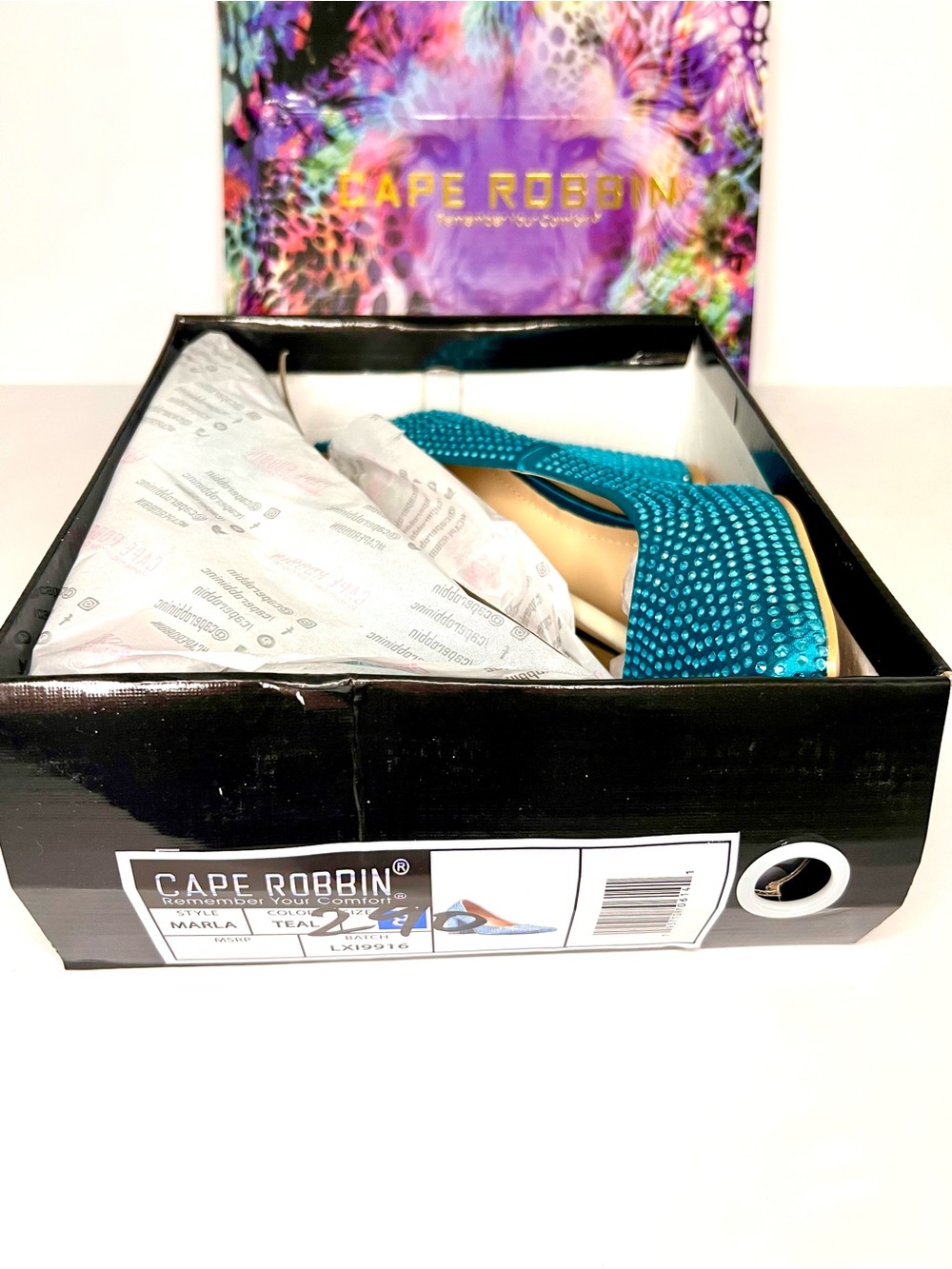 Cape Robbin Turquoise Crystal Block Heel Pumps - Picture 7 of 12